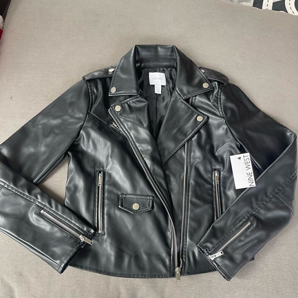 Nine West motorcycle black faux jacket